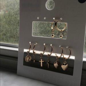 Gold Forever 21 Hoop Dangle Earrings (set of 4)